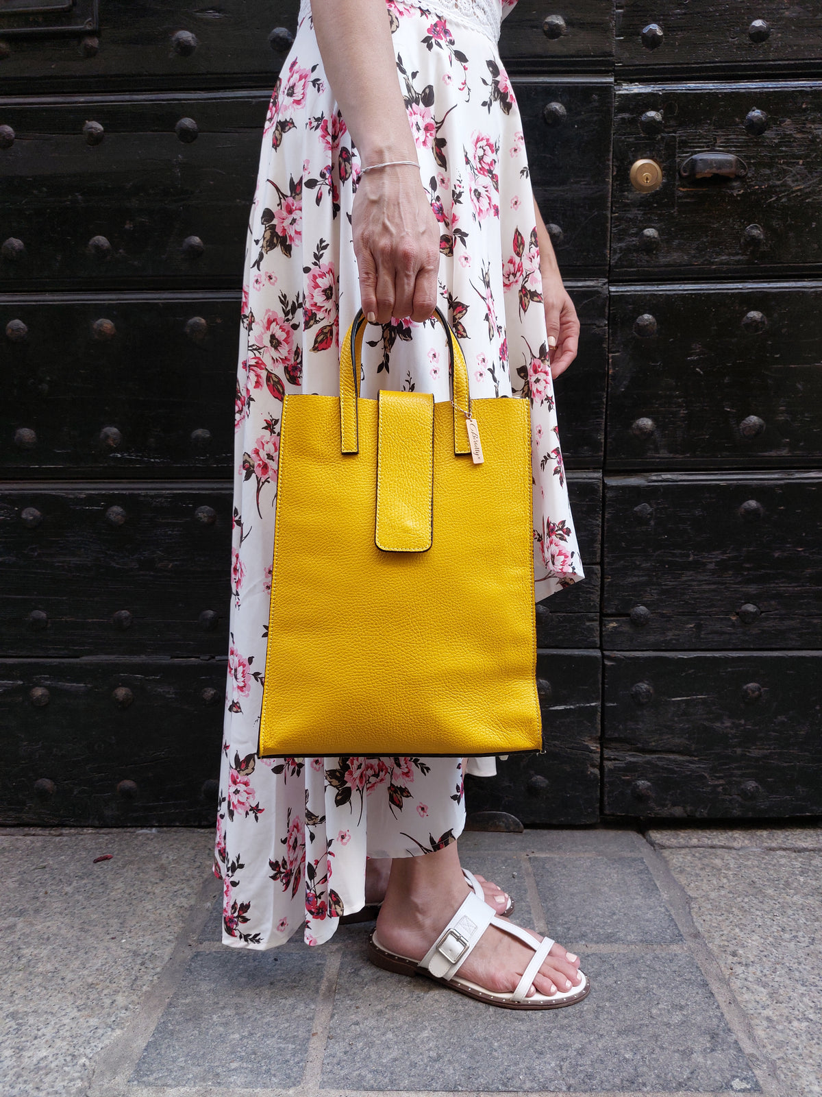 Vittoria — Yellow Italian Leather Tote Bag