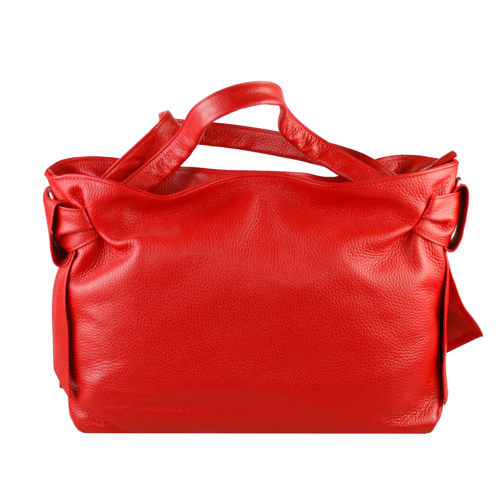 Valentina — Red Italian Leather Tote Bag