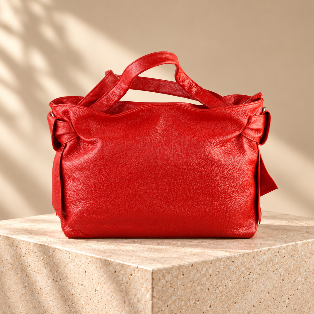 Valentina — Red Italian Leather Tote Bag