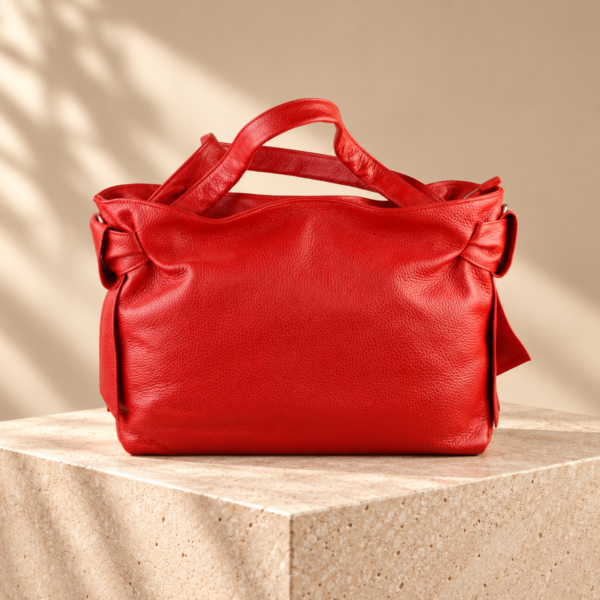 Valentina — Red Italian Leather Tote Bag