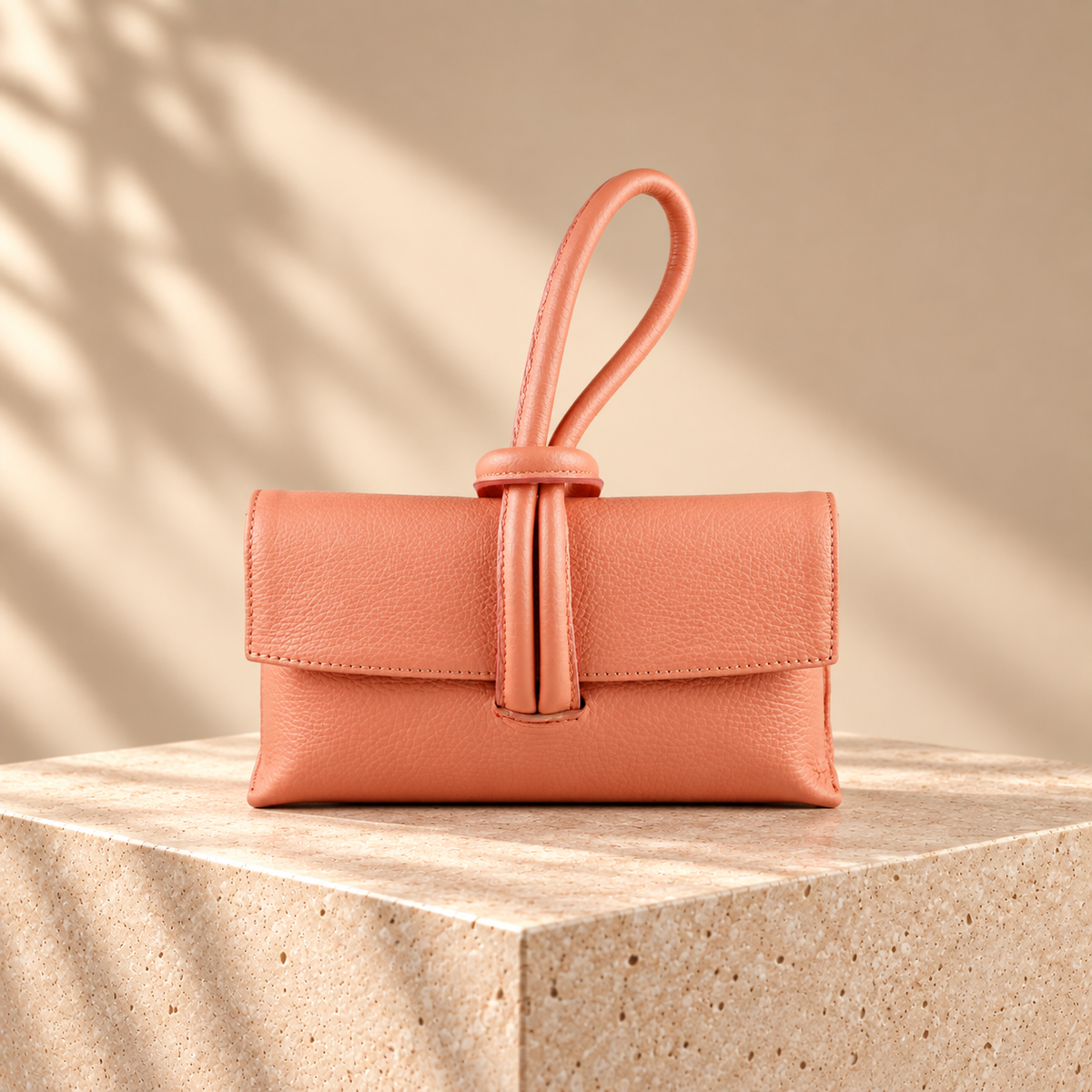 Beatrice — Coral Italian Leather Clutch