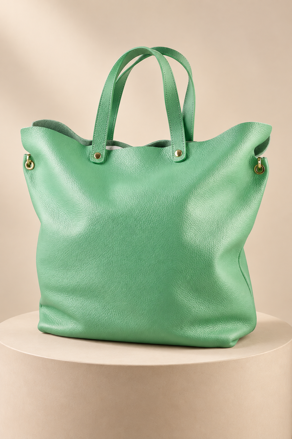 Jasmine — Mint Green Italian Leather Tote