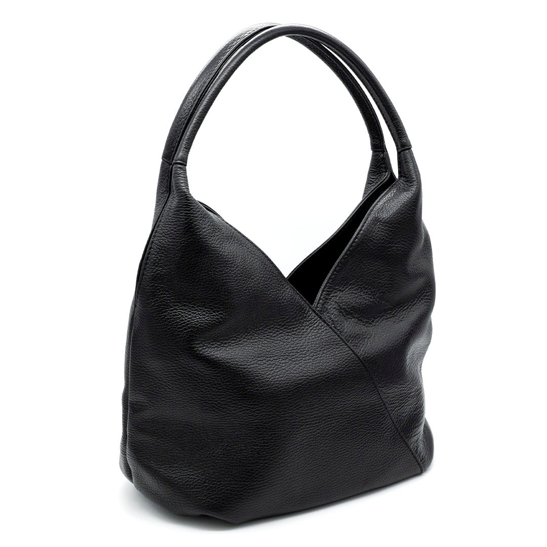 Emilia — Black Italian Leather Hobo Bag