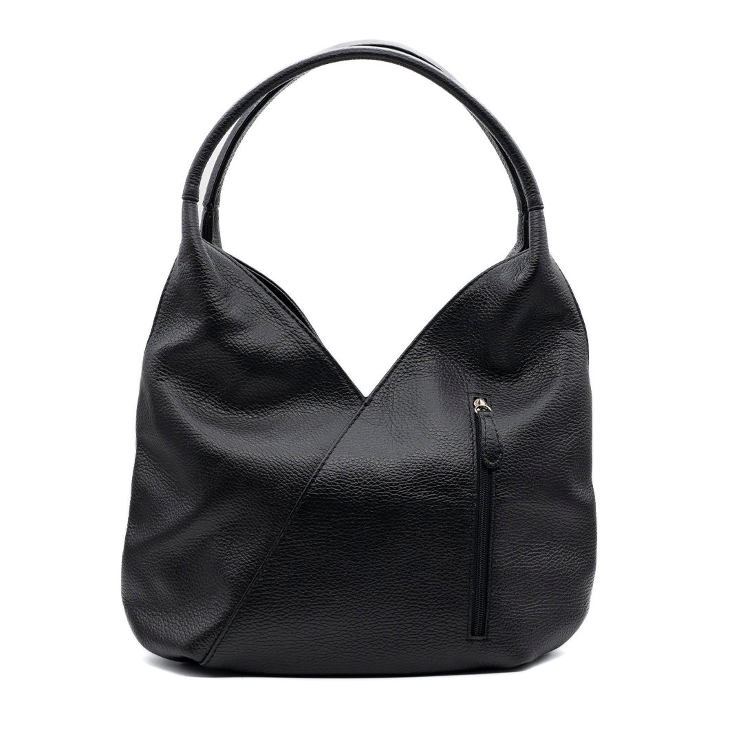 Emilia — Black Italian Leather Hobo Bag