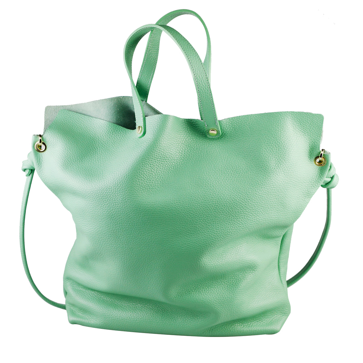 Jasmine — Mint Green Italian Leather Tote