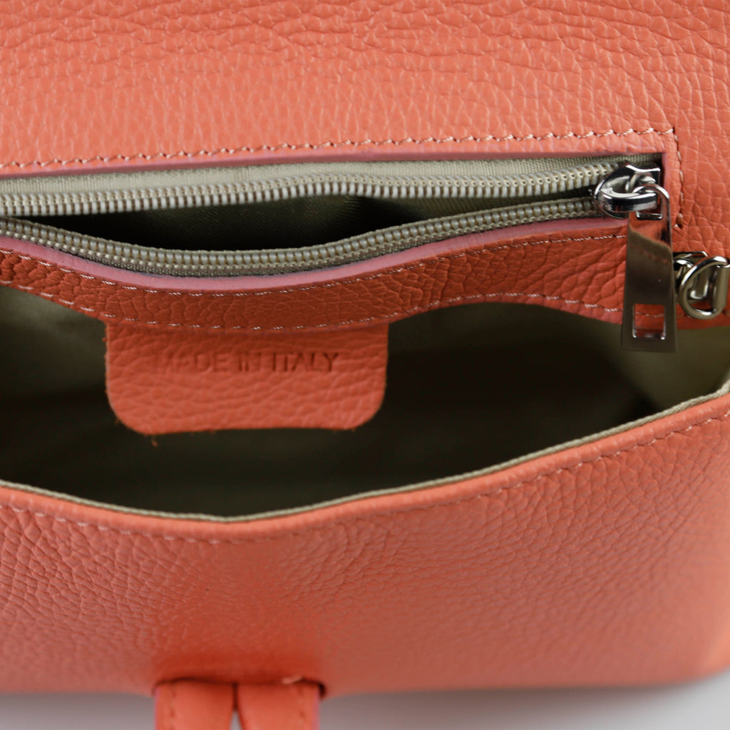 Beatrice — Coral Italian Leather Clutch