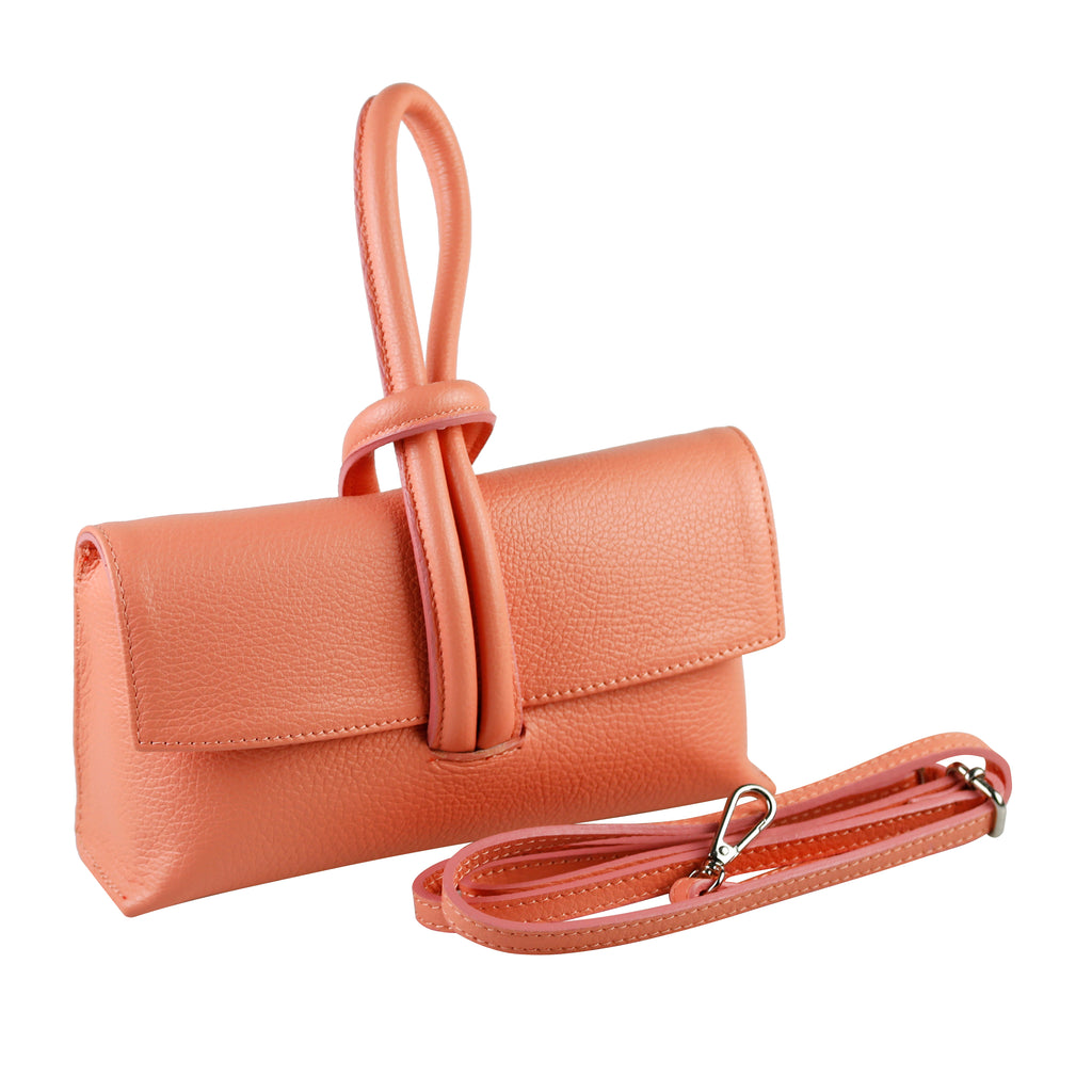 Beatrice — Coral Italian Leather Clutch
