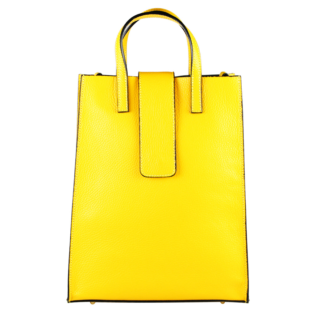 Vittoria — Yellow Italian Leather Tote Bag