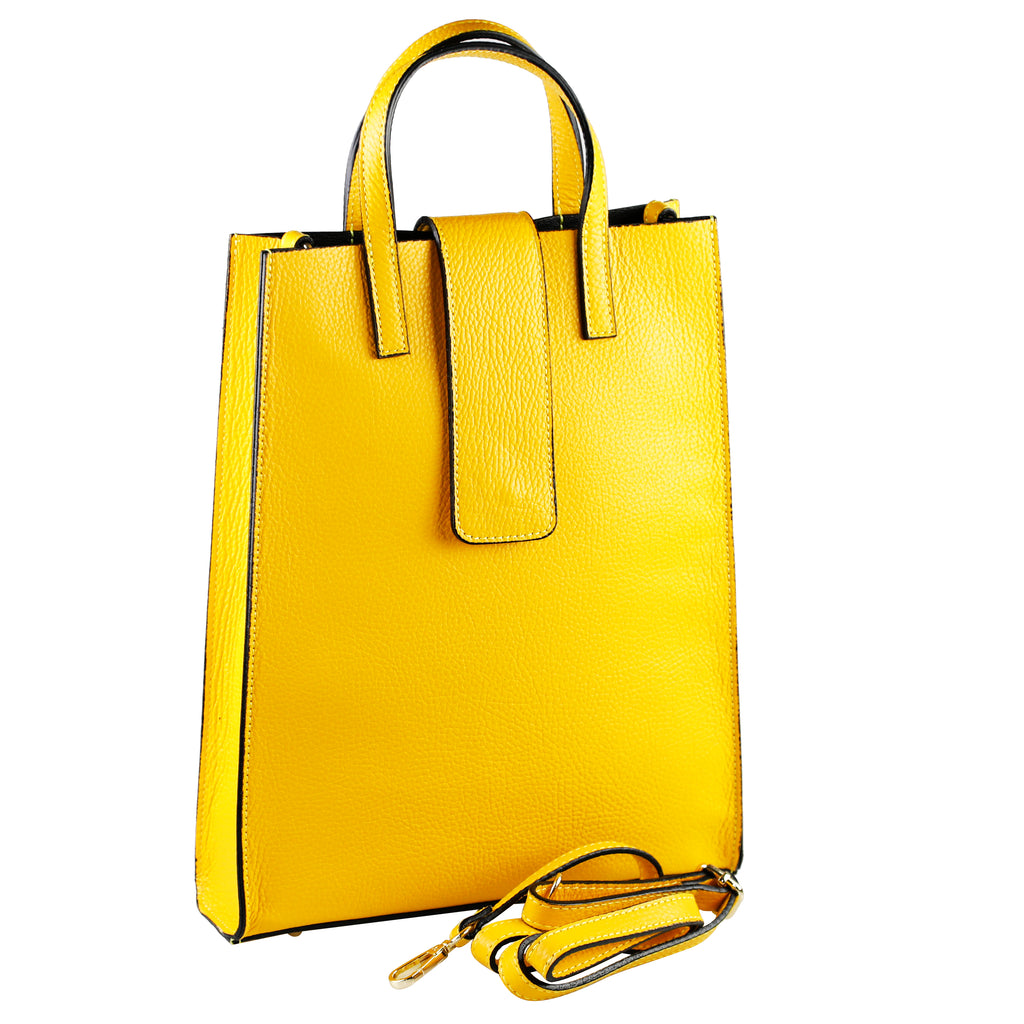 Vittoria — Yellow Italian Leather Tote Bag