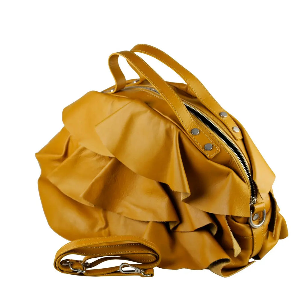 Fiorella — Bolso de cuero italiano con volantes