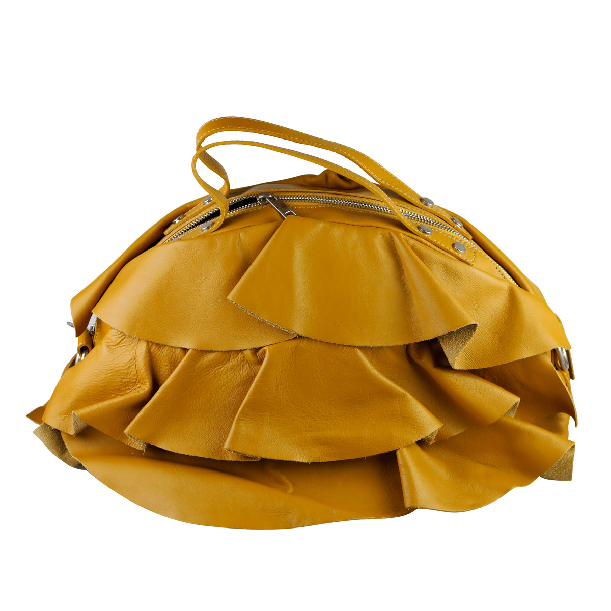 Fiorella — Ruffled Italian Leather Handbag