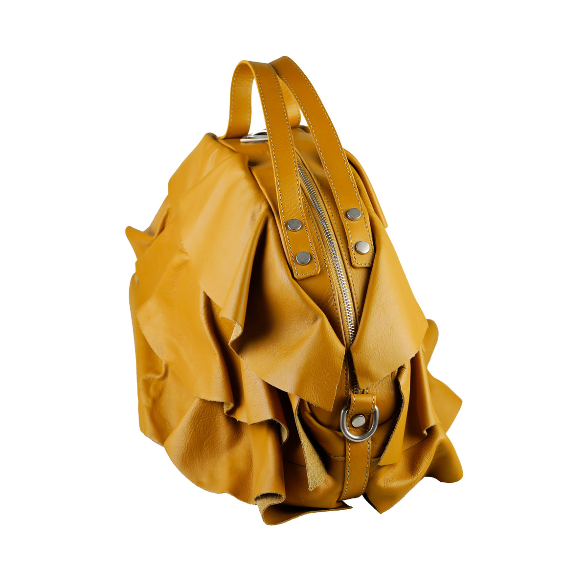 Fiorella — Ruffled Italian Leather Handbag